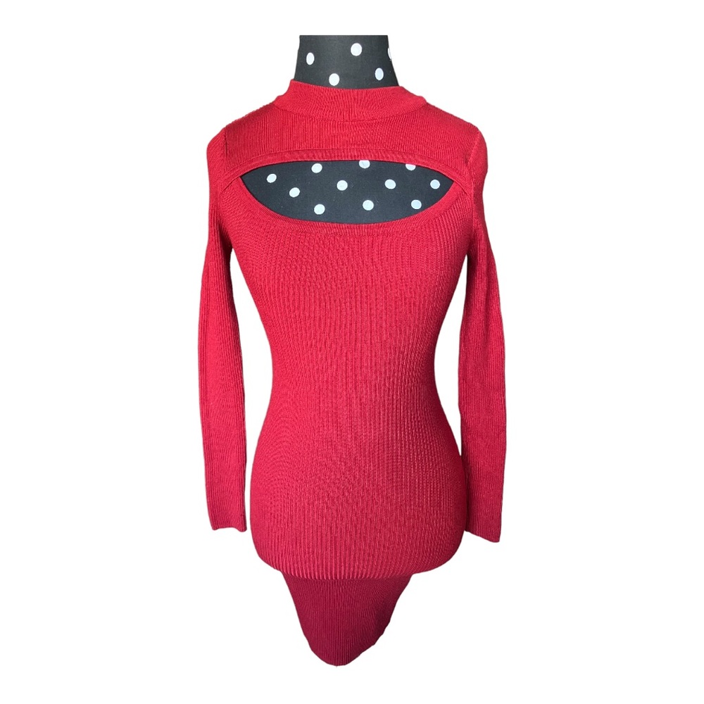 Vintage Derek Heart Red Sweater Dress Women Size Small